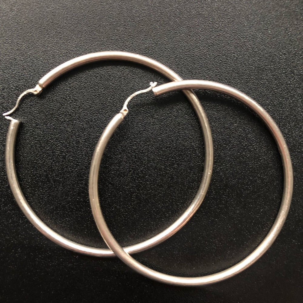 Sterling Silver 2.5” Hoop Earrings